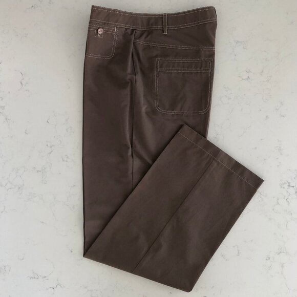 Gerry Weber Hi Waisted Straight Leg Pants w Pick Stitching Olive Green Sz 10 - Picture 12 of 12